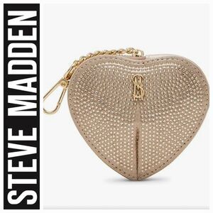Steve Madden Boxed Amor Heart Zipper Pouch- Gold